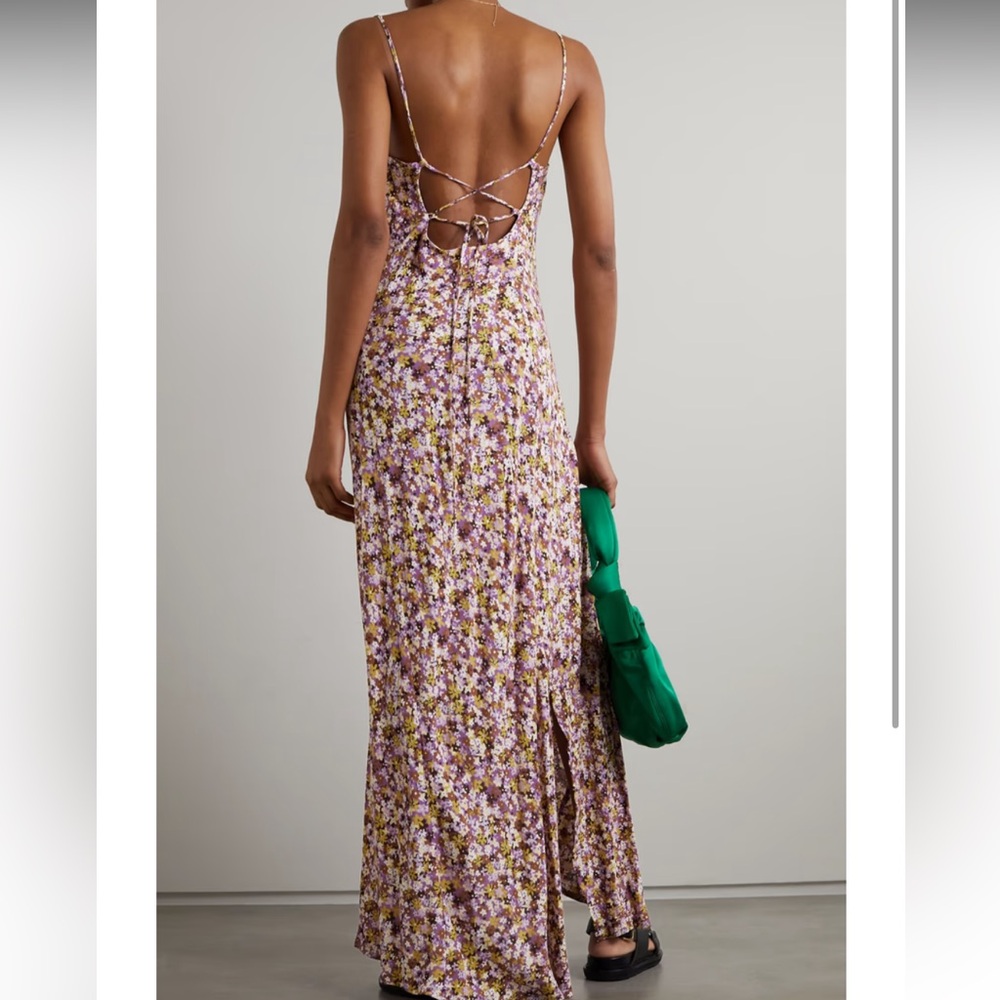 Faithfull the Brand Purple and Yellow Floral Backless Dress - Picture 2 of 3
